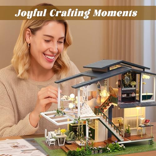 Flever Dollhouse Miniature DIY House Kit Creative Room with Furniture for Romantic Artwork Gift (Monet Garden) - Image 6