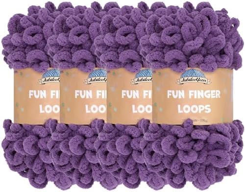 JubileeYarn Fun Finger Loops Yarn - Grape Compote - 4 Skeins by BambooMN