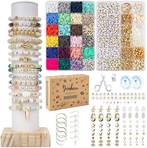 Deinduser Bracelet Making Kit, 7200pcs Clay Beads, 24 Colors 2 Boxes Beads for Bracelets, Clay Bead Bracelet Making kit with Letters, Numbers, Spacers, Ideal Gifts for Holidays by DeinduserHandmade