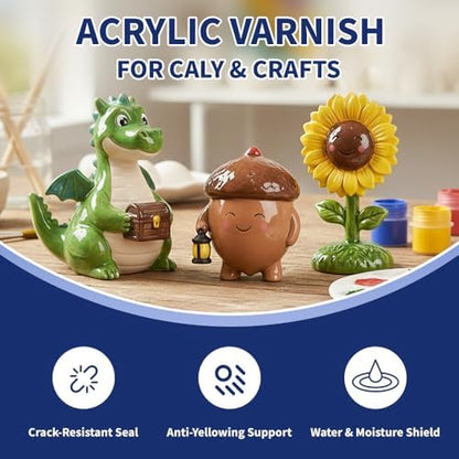 OSBANG Air Dry Clay Glaze Kit, 2-Pack 100ml Gloss and Matte Clear Varnish Top Coat, Protective Sealer for Air-Dry Clay, Polymer Clay and Acrylic Paintings, for Crafts and DIY Projects - Image 5