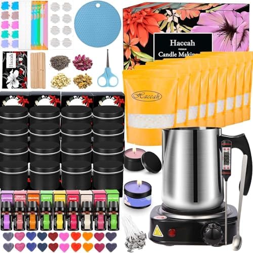 Complete Candle Making Kit With Wax Melter, Candle Making Supplies, Diy Arts&Crafts Kits Gift For Adults,Beginners,Including Soy Wax,Electric Stove,Wicks,Rich Scents,Rubber Pads,Wick Clips,Spoon, Etc. by CandleMakingKits