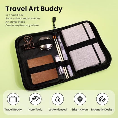Pagather Travel Watercolor Travel Set, 24 Colors Mini Portable Paint Kit - Image 3