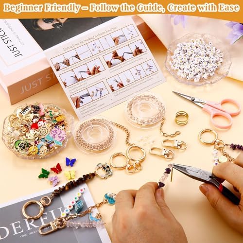 674 Pcs Lipgloss Keychain Making Kit,Bag Charm Kit with Crystal Stone - Image 4
