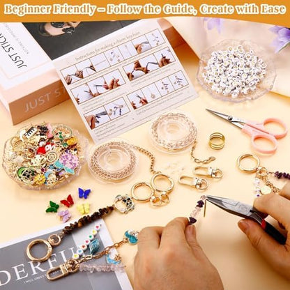 674 Pcs Lipgloss Keychain Making Kit,Bag Charm Kit with Crystal Stone - Image 4