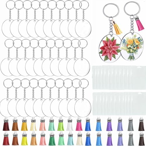 150 PCS Acrylic Keychain Blanks, 2" Acrylic Blank Keychains for Crafting by Unknown