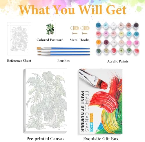 Framed Paint by Numbers Kit for Adults, Tropical Plant Decor 8x12 Inch - Image 5