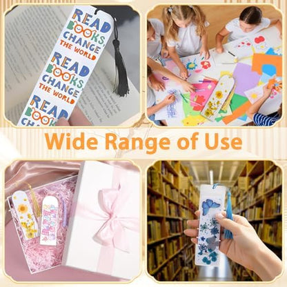 240 Pcs Kraft Paper Blank Bookmarks, 3 Sizes 2 Colors Bookmark Making Kit with 80 Pcs Clear Bookmark Sleeves & 80 Pcs Colorful Tassels, Paper Book Mark Bulk for DIY Crafts, Gift Tags, School Projects - Image 7