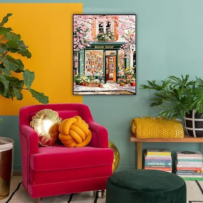 HITO Book Shop Paint by Numbers Kit for Adults 16x20 Inch Frameless - Image 3