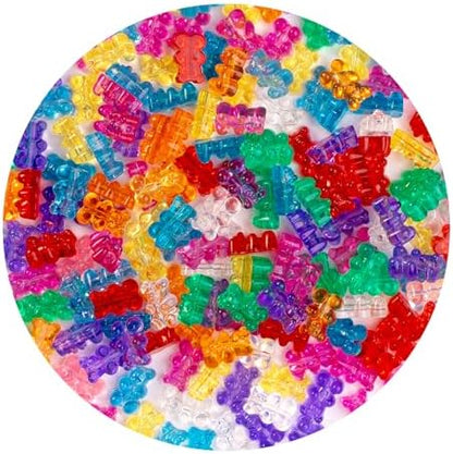 nikkiGuo 200 Small Bear Transparent Mixed-Color Beads. These Multi-Colored Bear Beads are Used in Bracelet-Making Kits, Hair braiding Handmade Accessories, Jewelry-Making handicrafts - Image 2