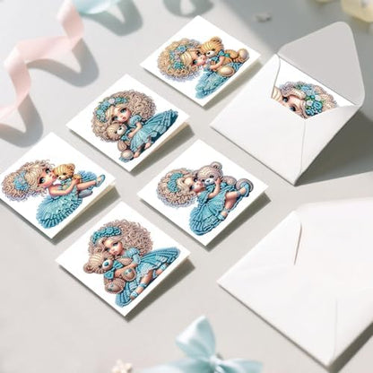 6pcs Diamond Painting Greeting Card with envelopes, DIY Princess and Bear Diamond Art Greeting Card for Blessing and Wish Special Shaped Arts Crafts for Christmas Birthday Thanksgiving Day Holiday - Image 6