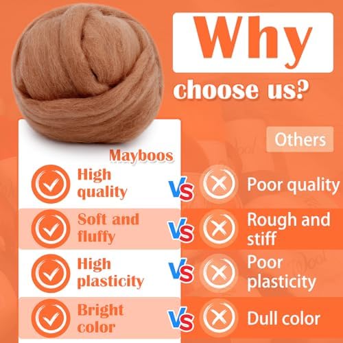 Mayboos 1.76oz Oak Brown Natural Wool Roving, Needle Felting Wool - Image 6