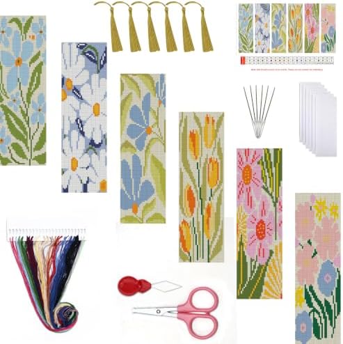 Paintcolor Flowers Counted Cross Stitch Bookmark Kit for Adults Beginners by Paintcolordiamondpainting