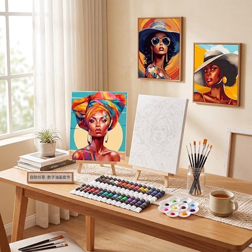 Cholemy 36 Pcs Paint and Sip Kit Gift for Adults 8''x10'',African Women - Image 5
