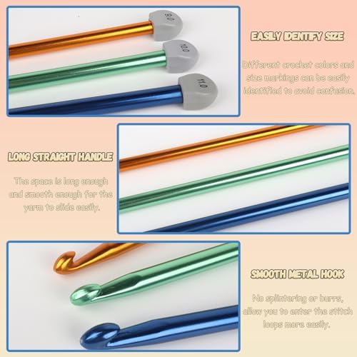 Coopay Tunisian Crochet Hook Set - Extra Long Crochet Hooks 9mm 10mm 11mm - Image 7
