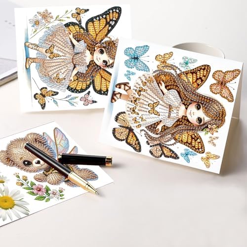 antor 8-Pack 5D Diamond Painting Greeting Cards with Envelopes, DIY Diamond Art Cards Kit – Special Shaped Bee, Bear, Butterfly & Elf Designs for Christmas, Birthday & Thanksgiving Crafts - Image 6