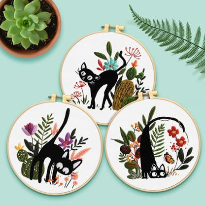 ERKOON 5 Sets Embroidery Kit for Beginners Adult Cat Cross Stitch - Image 6