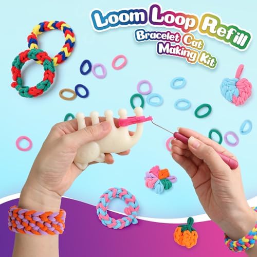DDAI Bracelet Making Toys Refill Loops Elastic Cloth Band - Arts and Crafts Kit for Kids Weaving Loom Bracelets Kit 1000+ Colorful Fabric Loops - Birthday Gift for Girls Boys 6 7 8-12 Years Old - Image 2