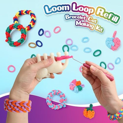 DDAI Bracelet Making Toys Refill Loops Elastic Cloth Band - Arts and Crafts Kit for Kids Weaving Loom Bracelets Kit 1000+ Colorful Fabric Loops - Birthday Gift for Girls Boys 6 7 8-12 Years Old - Image 2