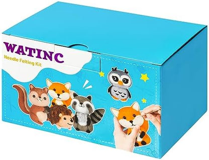 WATINC Needle Felting Kit - 5 Set Unique Different Cute Doll Wool Felt Needle Tools Foam Pad Instruction, DIY Home Decoration Craft Party Supplies for Art Work Starter Beginners (Woodland Animal) - Image 7
