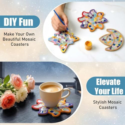 luperasol 6 Sets Coasters DIY Mosaic Tiles, Mixed Color, Boho Styles - Image 5