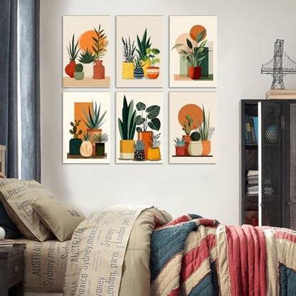 Tropical Plants Park Art 6 Packs Paint by Number Kits for Adults Beginners,Green Succulent Plants Paint by Number,Cactus Botanical DIY Oil Paintings on Canvas Frameless Home Wall Decor 8 x11.8 inch - Image 5