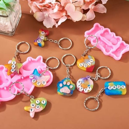 2Pcs Pet Tag Resin Molds Silicone Cute Heart Cat Dog Tag Molds Bone Shape Keychain Silicone Resin Molds for Epoxy DIY Keychain Pendant Crafts Pet Dollar Bracelet Jewelry Making - Image 3