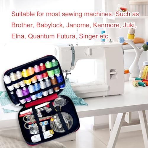 Sewing Kit with Case Portable Sewing Supplies for Home Traveler, Adults, Beginner, Emergency, Contains 18 Sewing Thread, Scissors, Needles, Measure etc,Bright Christmas Red - Image 6