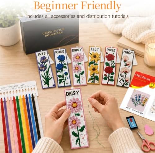 CYANFOUR 6 Pcs Cross Stitch Bookmark Kit for Beginners - Image 4
