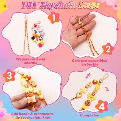 Wurosi 16 Pcs Paracord for Keychain Making, Beadable Keychain Making Kit - Image 4