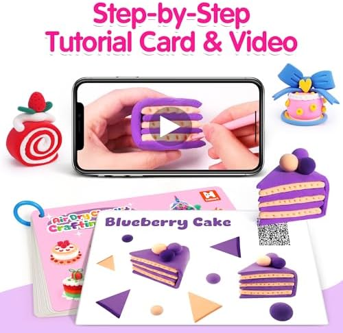 Helsort Air Dry Clay Kit, 12 Cake Modeling Clay for Kids, Tutorial Video - Image 3