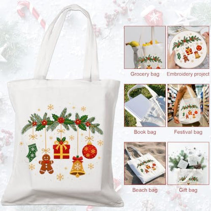 Nuberlic Christmas Embroidery Tote Bag Kit for Beginners - Image 4
