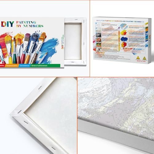 JOOZ Mountain Paint by Numbers Kit for Adults with Frame, Landscape Paint by Number with Easel, DIY Landscape Flower Adult Paint by Number Kits Framed Canvas for Home Wall Decor 8 x 12 Inch - Image 6