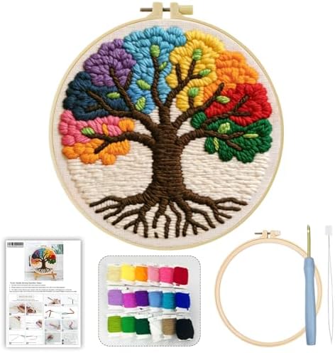 ZuoAnLF Punch Needle Kit for Beginners & Adults, DIY Easy Landscape Embroidery Set for Starter Art Craft, Punch Needle Project with Patterns, Tools, Yarns, Hoop, Instructions - Image 2