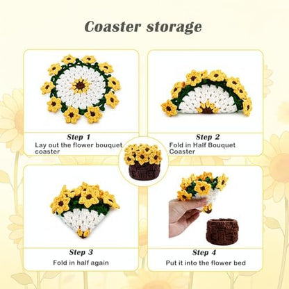 Yarniss Beginner Crochet Kit Sunflower Coaster w/Video - Image 3