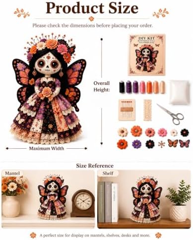 Day of the Dead Patchwork Doll DIY Sewing Kit for Adults，Color-D - Image 5