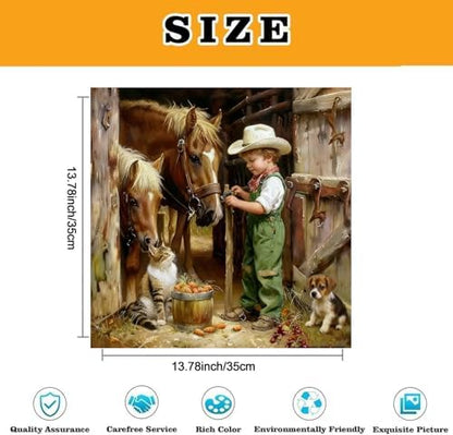 Vintage Cowboy Boy Paint by Numbers Kit for Adults Canvas, Frameworkless - Image 3
