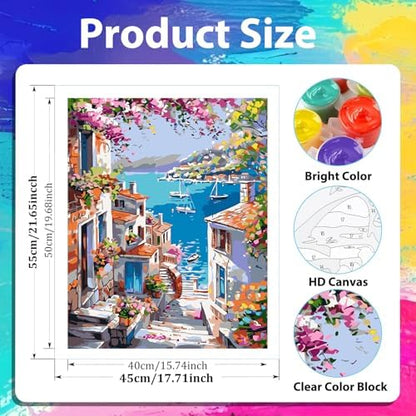 xcemhil Landscape Paint by Numbers Kit for Adults Beginner, Landscape Paint by Numbers for Adult, Acrylic Paint by Number Kits Suitable for Home Wall Art Decor Gifts 16x20 Inch - Image 4