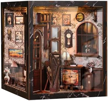 DIY Book Nook Kit with LED Light, Miniature Dollhouse, 3D Wooden Puzzle, Bookshelf Insert Decor Craft Gift (European Melody MusicalInstrument Box) by CloverClover