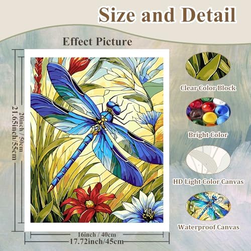 Dragonfly Paint by Numbers Kit for Adults, Adult Paint by Number Kits 16x20 - Image 4