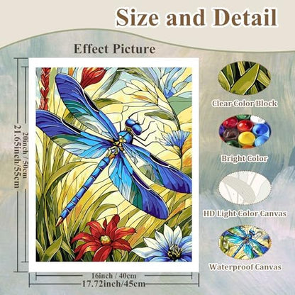 Dragonfly Paint by Numbers Kit for Adults, Adult Paint by Number Kits 16x20 - Image 4