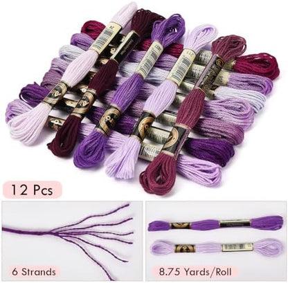 12 Skeins 105 Yards Purple Embroidery Floss Thread for Sewing - Image 2