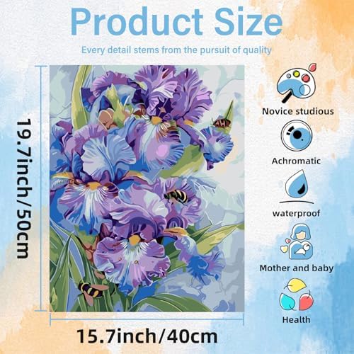 Flower Paint by Numbers Kit for Adults Paint by Number for Adult Beginner - Image 3