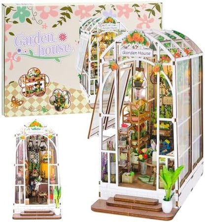 Book Nook Kit for Adults Teen, Miniature House Kit Garden Dolhouse by Fimeetoy