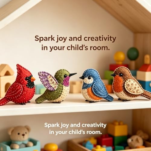 DIY Fabric Animal Craft Kit – Creative Handmade Art, Stitch Your Own Whimsical World Patchwork Sewing Set 3D Cute for Making Ornament Adults Beginners, Gift Holidays Keychain(Whimsical Backyard Birds) - Image 6