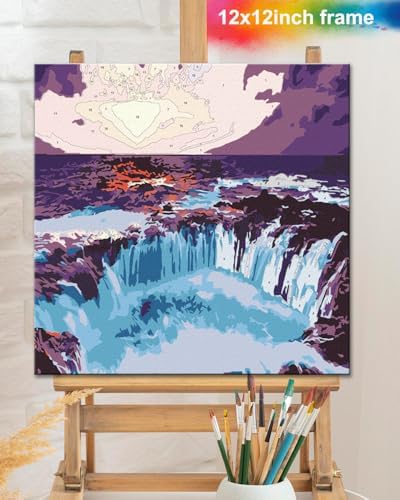 TOCARE Framed Paint by Numbers Kit for Adults Beginners, 12x12inch Niagara Falls Paint by Number with Frame,Easy Nature Waterfalls Paint by Numbers Framed Canvas (Without Easel) - Image 6