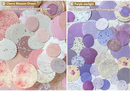 300Pcs Textured Scrapbook Supplies Kit, Round Edge Embossed Rice Paper - Image 3