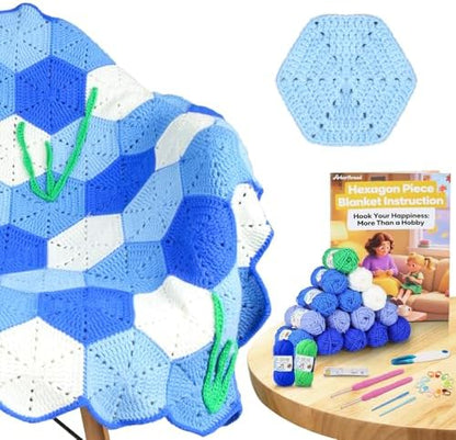 Arborthread Crochet Kit for Beginners, Granny Squares Blanket Crochet Kit by Arborthread