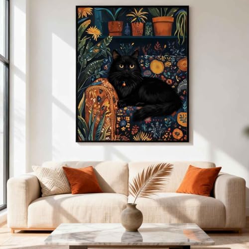 Amphol Paint by Numbers Kit for Adults - 16x20 Inch Black Cat DIY Paint by Number Canvas Art Kit, Oil Painting Kit on Unframed Canvas Art for Stress Relief, Home Wall Decor with Acrylic Paint Set - Image 3