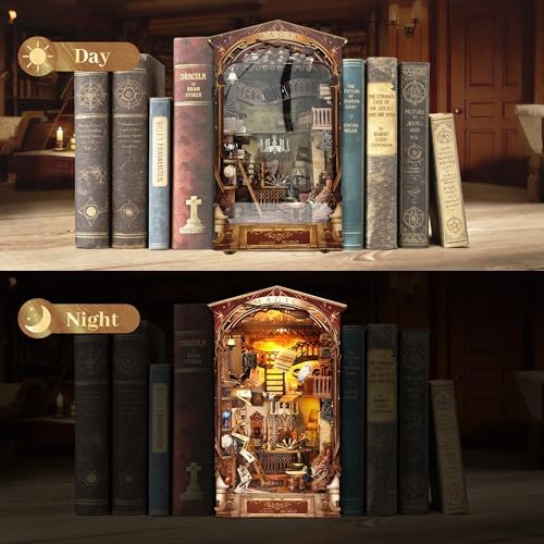 ZibbleZork Book Nook Kit, DIY Miniature Dollhouse Kit, 3D Wooden Puzzle for Adults and Teens, Booknook Bookshelf Decor Craft, Gifts for Women, Teens, and Puzzle Lovers (Magic World) - Image 5