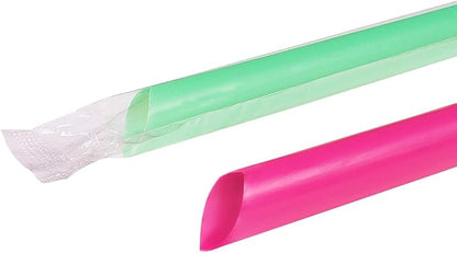 Karat [1,600 ct] 9" Boba Straws (10mm Diameter), Individually Wrapped, Assorted Solid Colors (C9060s)